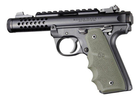 OD Green Rubber Replacement Grip with Finger Grooves for Ruger 22/45 MKIV