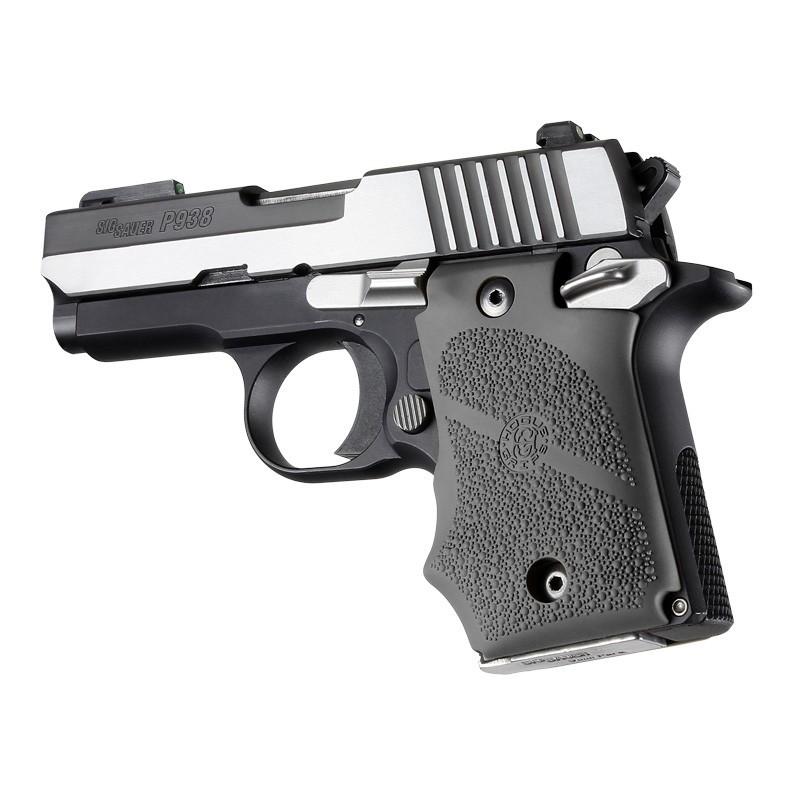 Hogue SIG P938 Cobblestone OverMolded Rubber Grip Finger Grooves Slate Grey