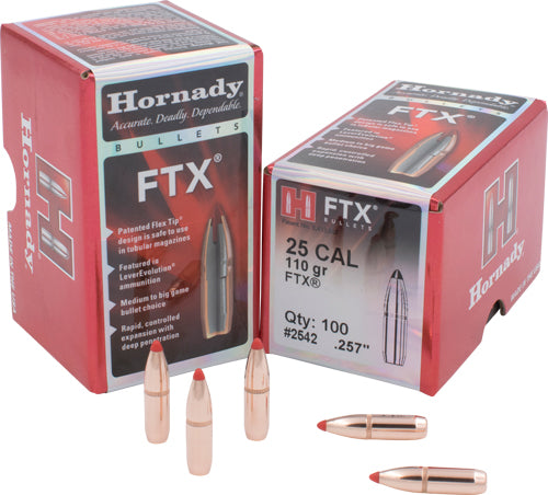 Hornady .257 Caliber 110 Grain FTX Flex Tip Component Bullets 100CT