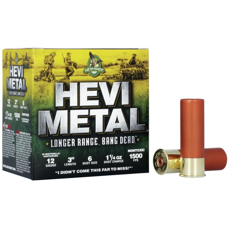 HEVI-Shot HS38006 HEVI-Metal Longer Range 12 Gauge 3" 1-1/4oz 6 Shot 1500 fps 816383002780