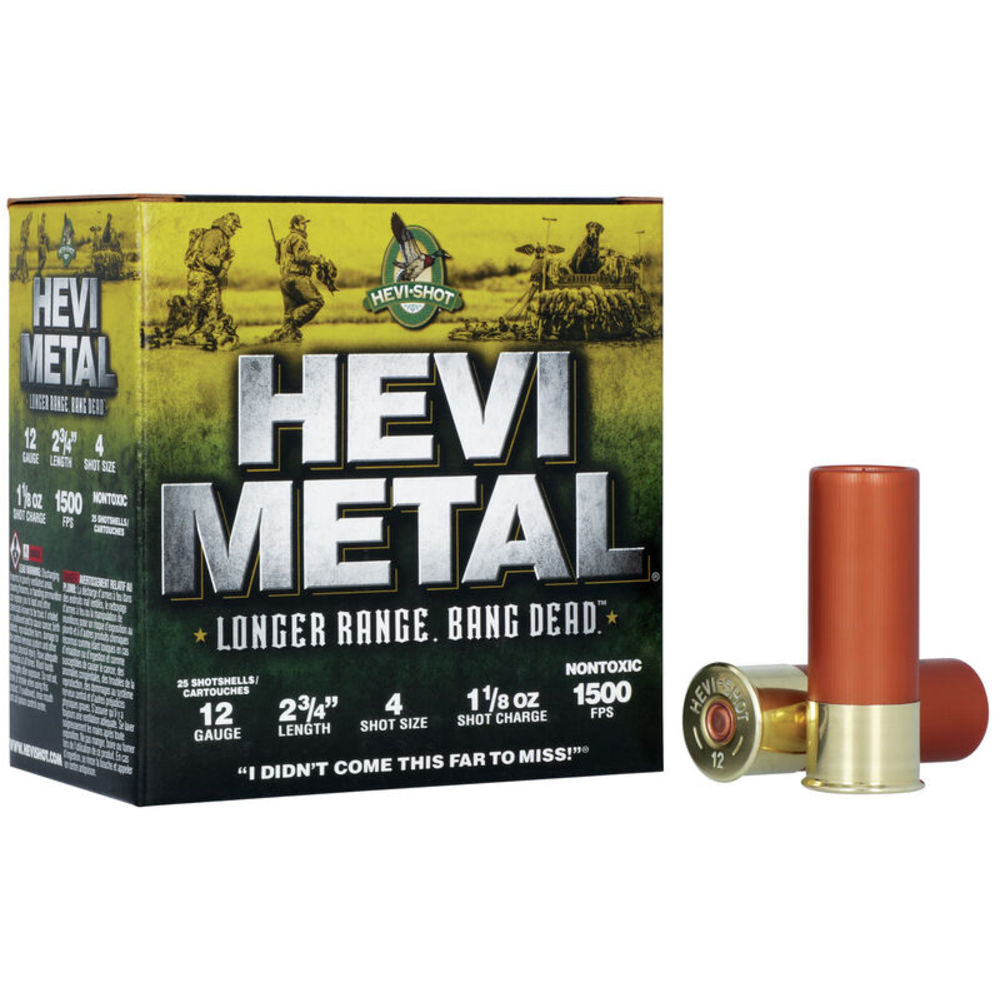 HEVI-Shot HS38704 HEVI-Metal Longer Range 12 Gauge 2.75" 1-1/8oz 4 Shot 1500 fps 816383002988