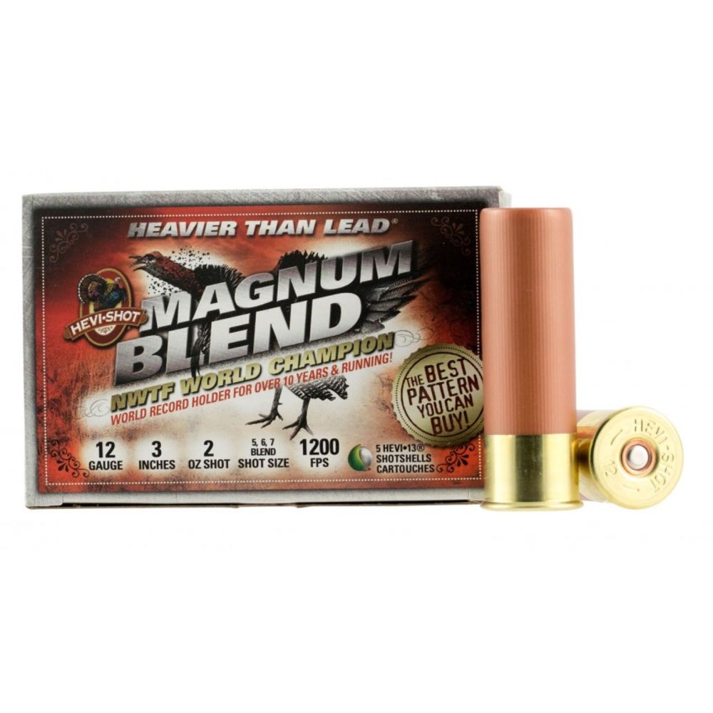 HEVI-Shot HS41255 Magnum Blend Turkey 12 Gauge 3" 2oz 5/6/7 Shot 1200 fps 816383412558