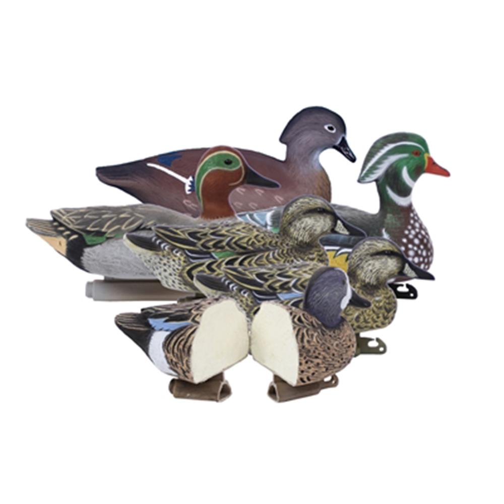 Higdon Outdoors Puddle Pack 6-ct Duck Decoys with Wood Duck Green Wing and Blue Wing Teal