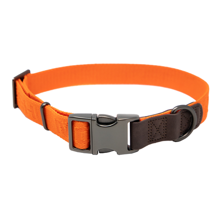 MoMarsh Nylon Dog Collar Hunter Orange - Adjustable 15"-23" with D-Ring