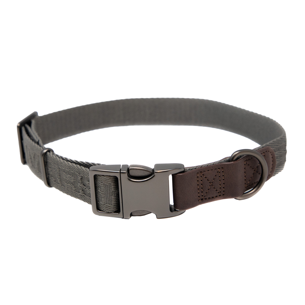MoMarsh Dog Collar Adjustable 15 to 23 Inch Gun Metal Grey
