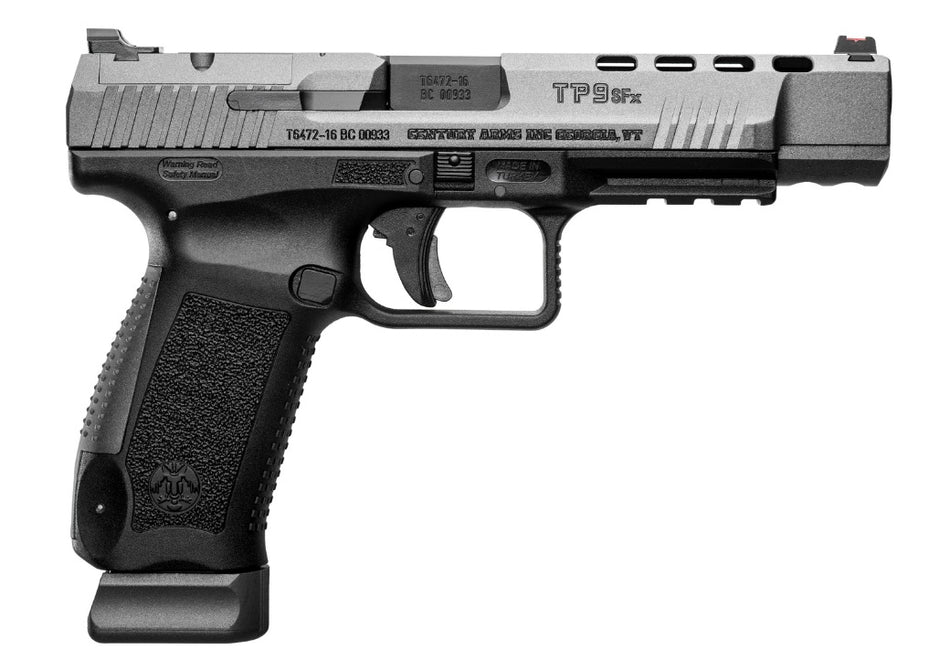 Canik HG4192GN TP9 SFx 9mm Luger 10+1 5.20" Tungsten Gray Match Grade Barrel, Black Lightening Cut/Optic Cut/Serrated Steel Slide, Black Polymer Frame w/Picatinny Rail, Interchangeable Backstrap Grip