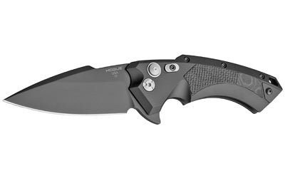 Hogue X5 Flipper Knife, 4 Inch CPM-154 Spear Point, Black Cerakote Blade, Black Anodized Aluminum Handle 34559