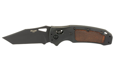 Hogue SIG K320 AXG Classic Folding Knife, Black Cerakote Tanto, 3.5 Inch S30V Blade, Walnut Grip Inserts 36367