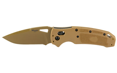 Hogue SIG K320 M17/M18 Drop Point Folding Knife, 3.5 Inch Plain Edge, PVD Tan, ABLE Lock 36371