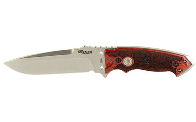 Hogue SIG EX-F01 Elite Fixed Blade Knife, 5.5" Plain Edge Drop Point, A2 Steel, Reinforced Rosewood Handle, Silver Tumbled 37175