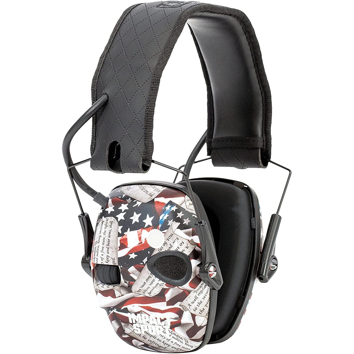 Impact Sport Bluetooth Earmuff 21 dB NRR 2nd Amendment Black Diamond Pattern