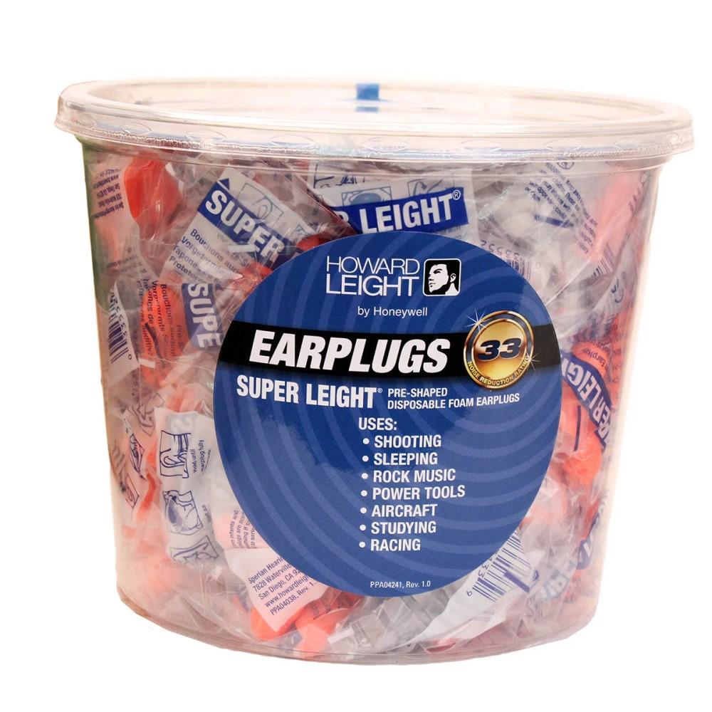 Howard Leight Super Leight Foam Ear Plugs 33dB NRR Coral 100 Pair Tub Uncorded
