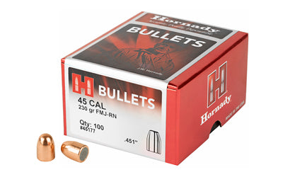 Hornady FMJ Round Nose .451 Diameter 45 Cal 230gr Projectiles, 100 Pack 45177