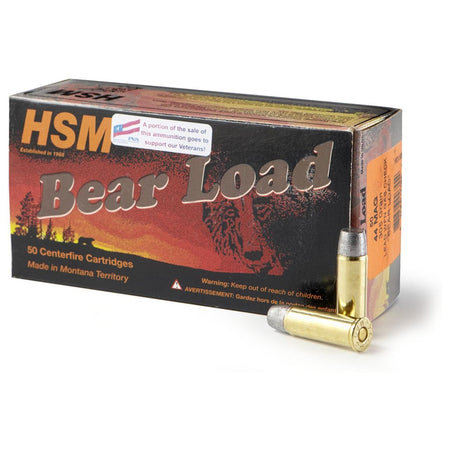 HSM .44 Magnum Bear Load 305 grain LEAD Wide Flat Nose ammunition