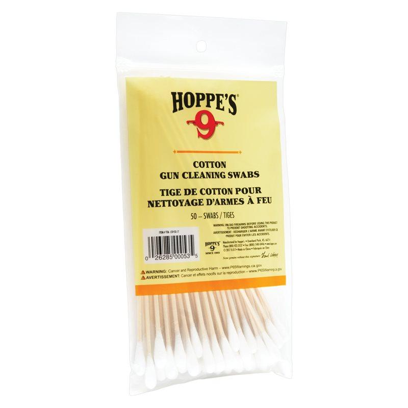 Hoppe's Cotton Cleaning Swabs 50 Count 5.9 Inch Wood Stem Poly Bag