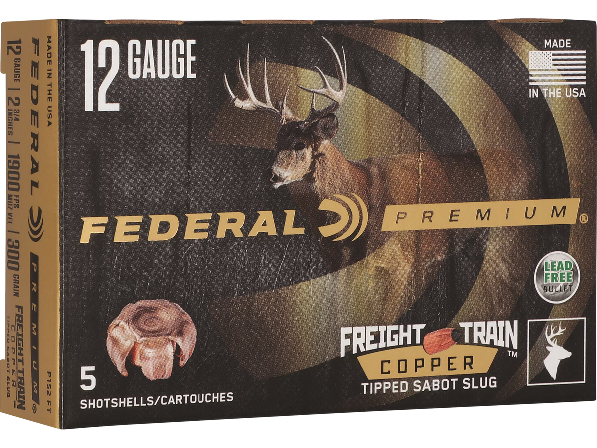 Federal 12 Gauge Shotgun Ammo Freight Train Sabot Slug 2.75 in 11/16 oz Slug 1900 FPS