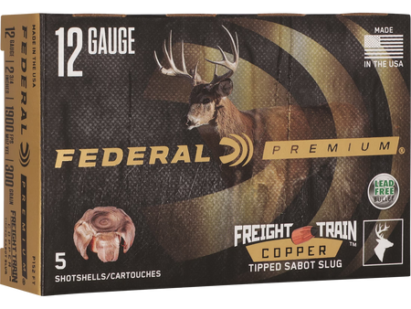 Federal 12 Gauge Shotgun Ammo Freight Train Sabot Slug 2.75 in 11/16 oz Slug 1900 FPS