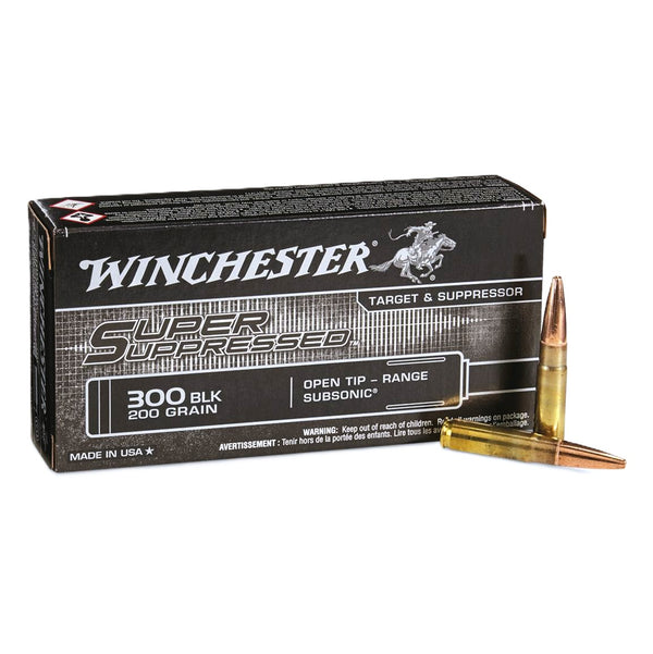 Winchester .300 AAC Blackout Super Suppressed 200 grain Open Tip Range ammunition