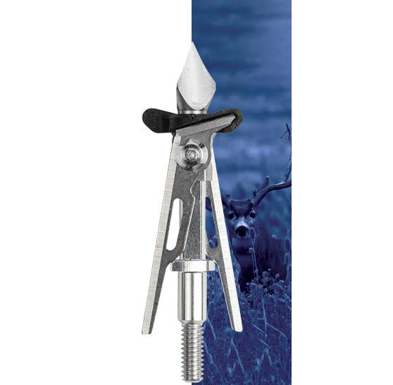 SIK SK2CB Expandable 2-Blade Crossbow Broadhead, 2-Inch Offset Entry, Silver & Black