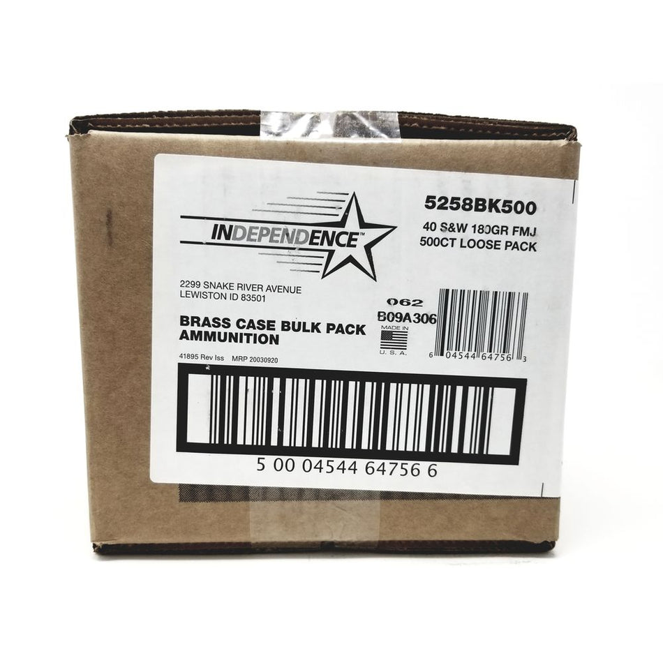 Independence .40 S&W  180 grain Full Metal Jacket ammunition