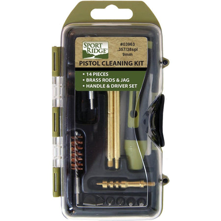TacShield Sport Ridge 14 Piece .38/357/9mm Luger Pistol Cleaning Kit Coyote