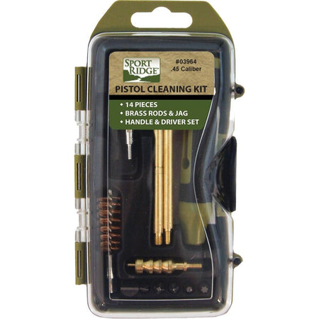 TacShield Sport Ridge .45 Cal 14pc Pistol Cleaning Kit Cased with Brushes and Patches