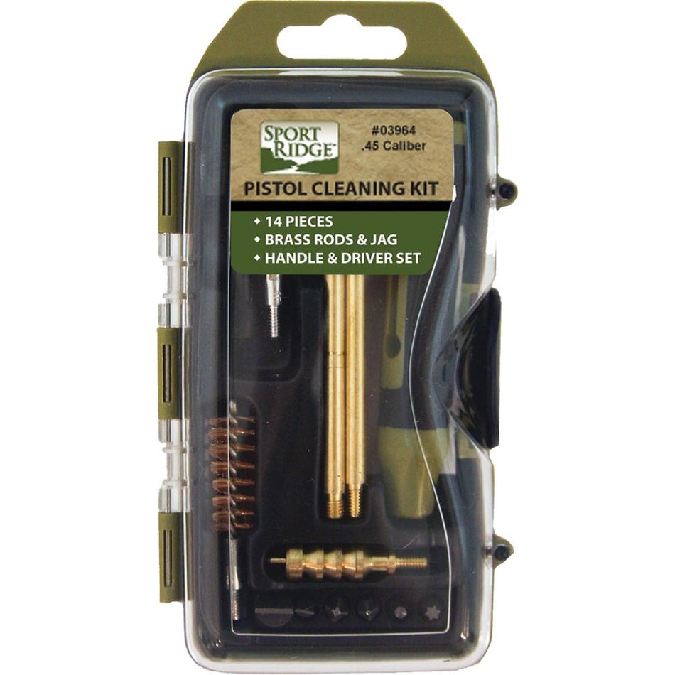 TacShield Sport Ridge .45 Cal 14pc Pistol Cleaning Kit Cased with Brushes and Patches