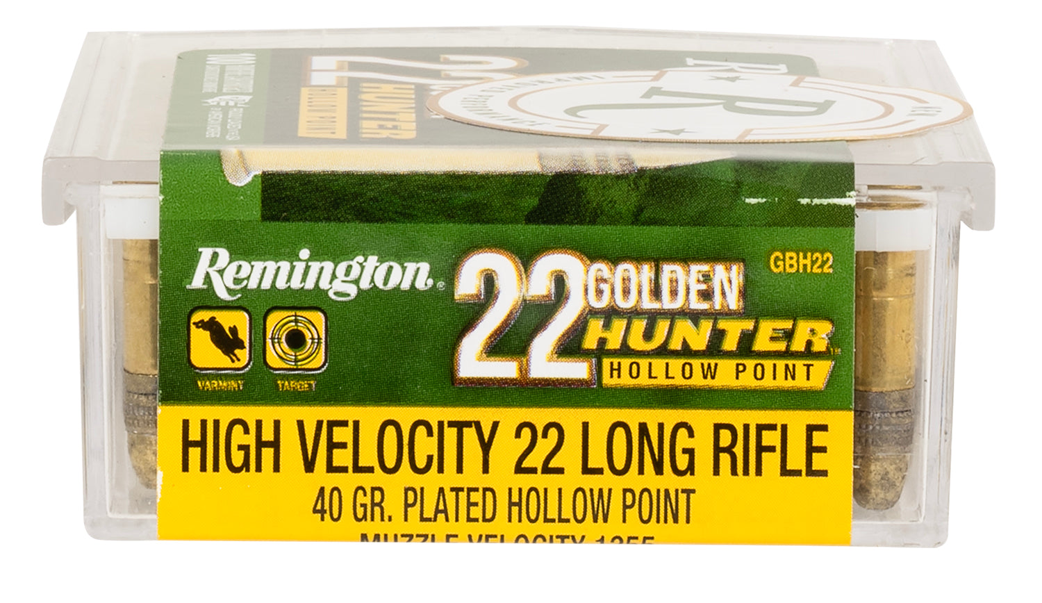 Remington R21251 Golden Hunter Plated Hollow Point 40 Grain .22 Long Rifle