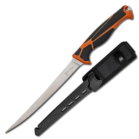 Elk Ridge Trek Fixed Fillet Knife 7" Blade by Master Cutlery Orange Black