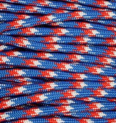 Mero Red/White/Blue Camo 550 Paracord 100 Foot Spool 550 lb Tensile Strength