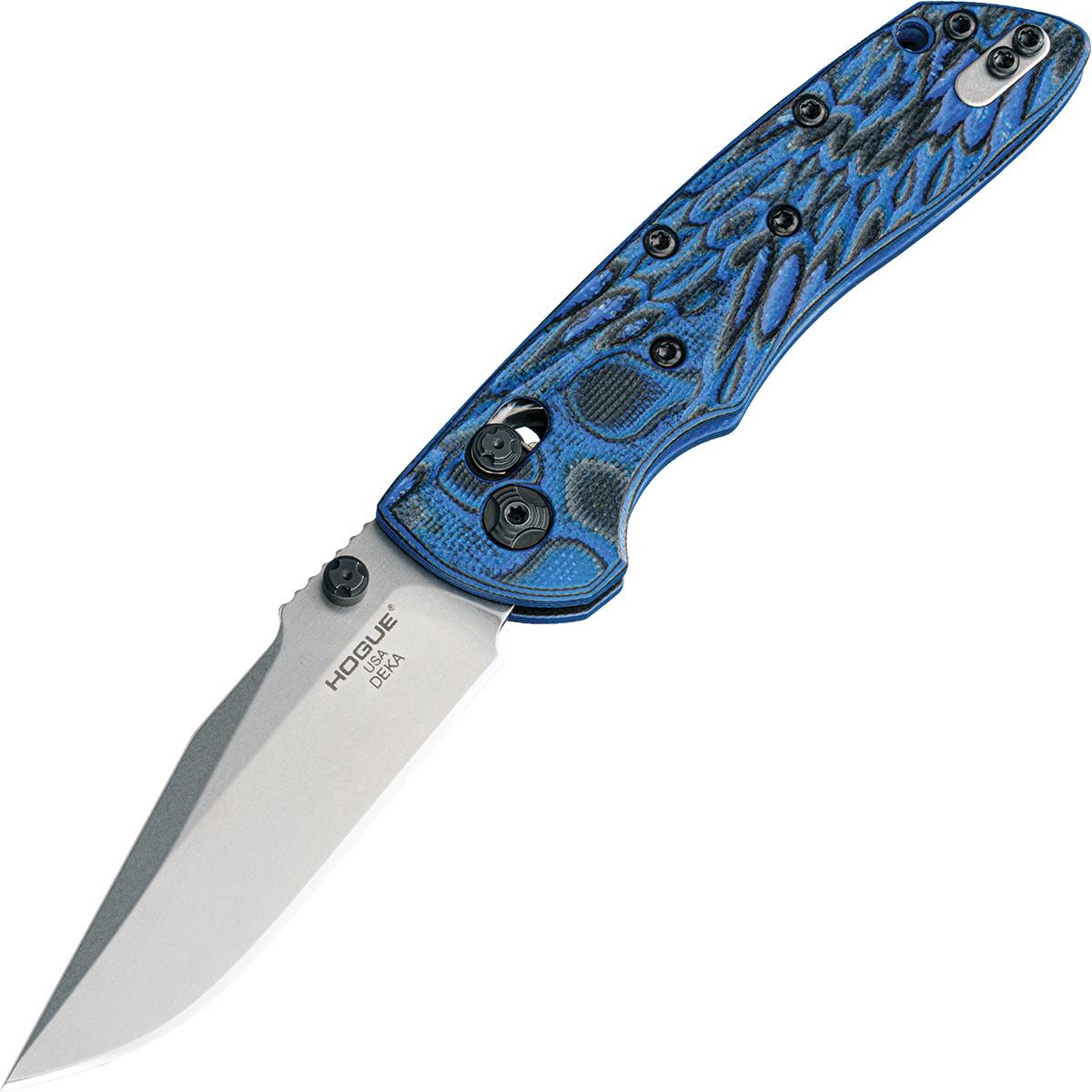 Hogue Deka 3.25" Clip Point Folding Knife ABLE Lock - Blue Lava G10 Scales