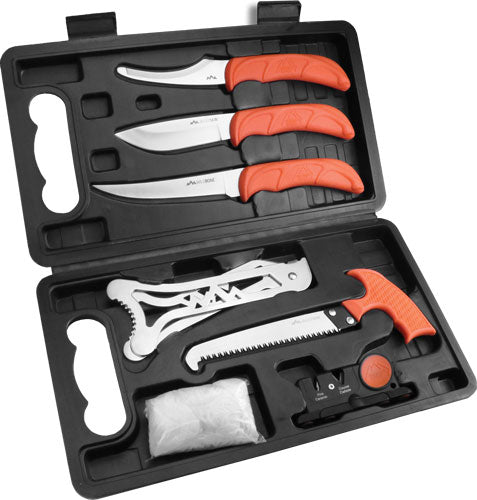 Outdoor Edge JP8 Jaeger-Pak 8-Piece Butcher and Game Cleaning Set with Hard Case