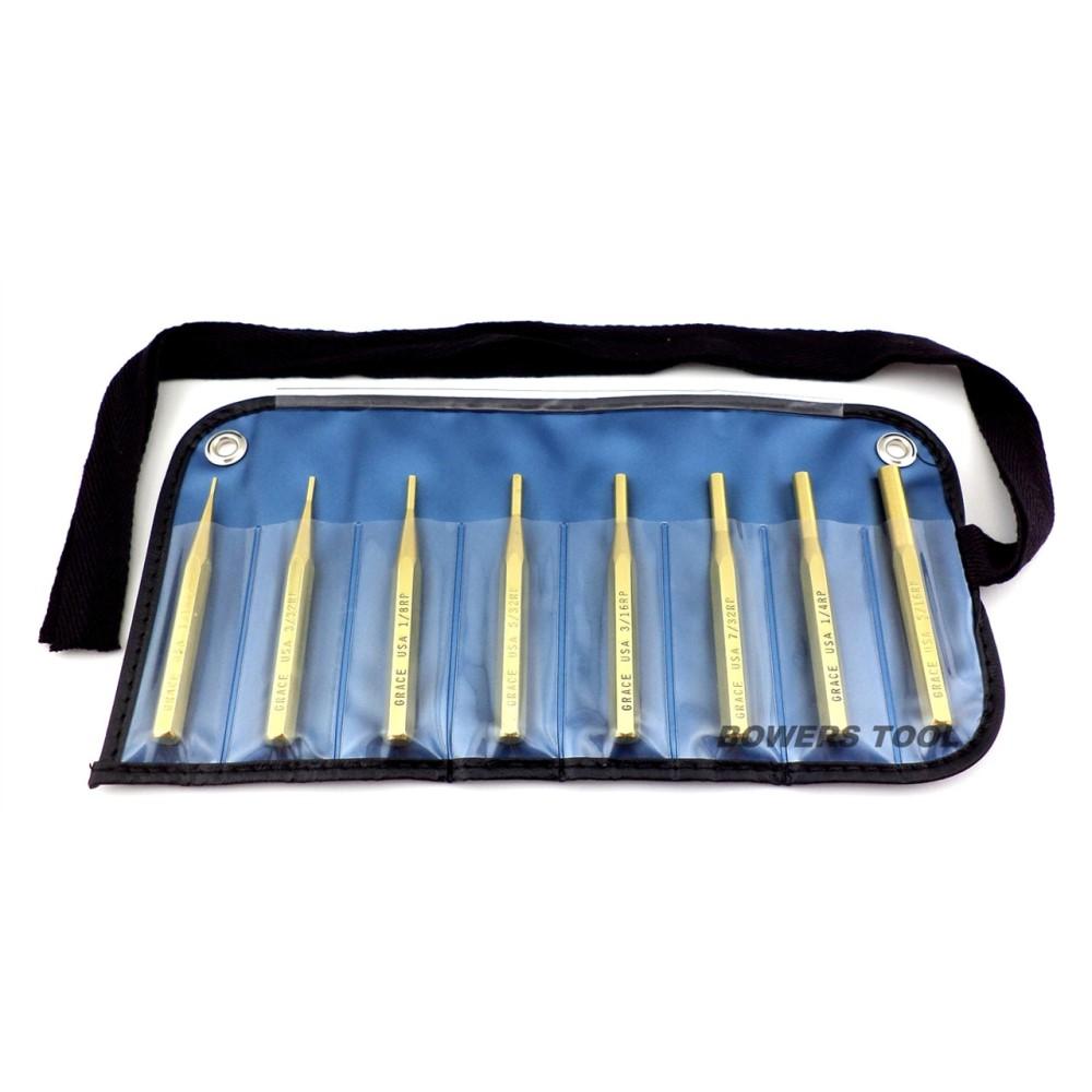 Grace USA 8-Count Brass Roll Spring Punch Set Gunsmith Tool