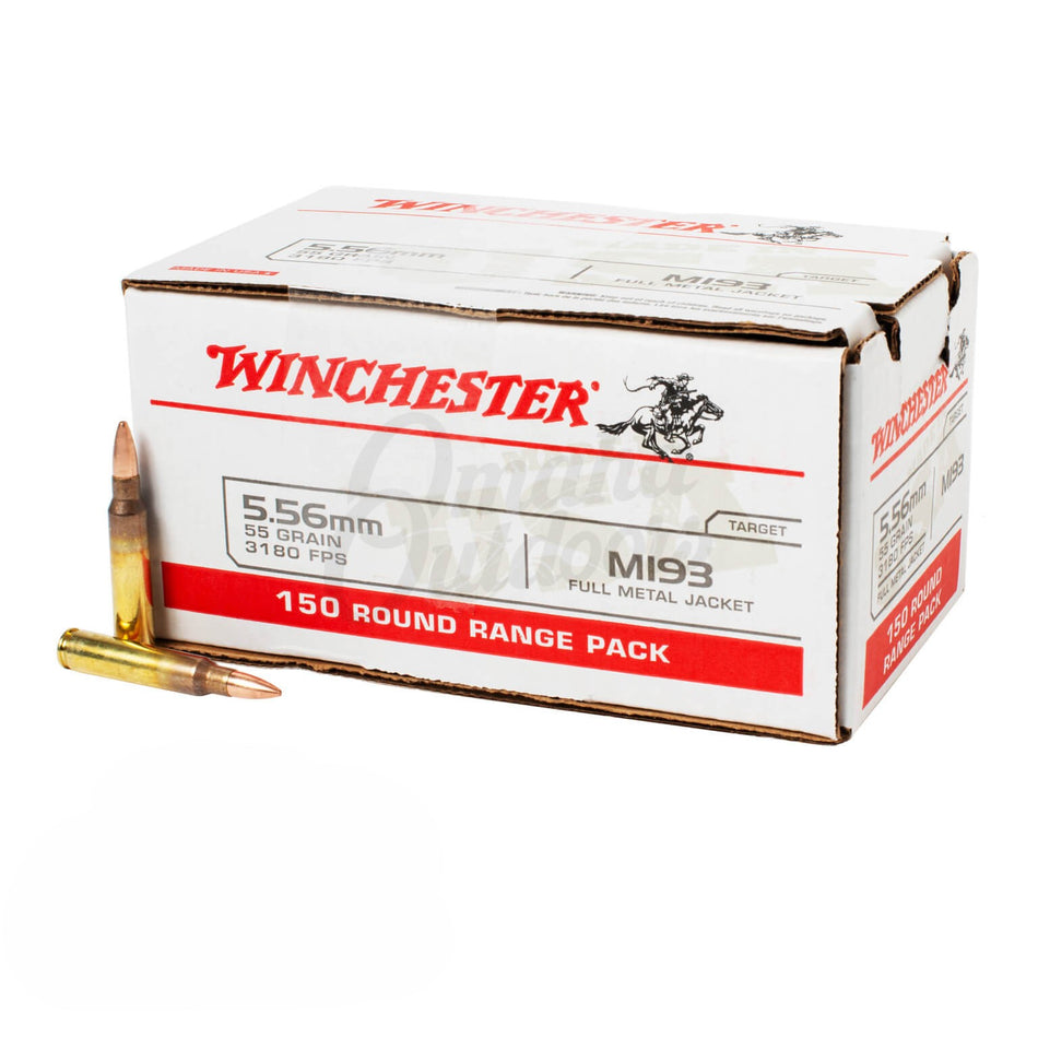 Winchester 5.56x45mm NATO USA White Box M193 Value Pack 55 grain Full Metal Jacket ammunition