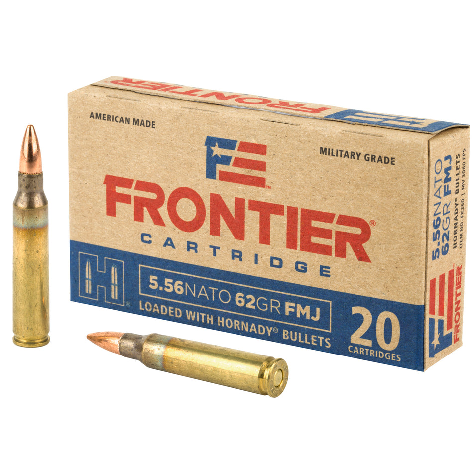 Frontier Cartridge 5.56x45mm NATO Lake City Military Grade 62 grain Full Metal Jacket ammunition