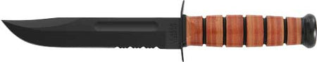 KA-BAR 7" Serrated Fighting/Utility Knife US Army Tang Stamp with Leather Sheath
