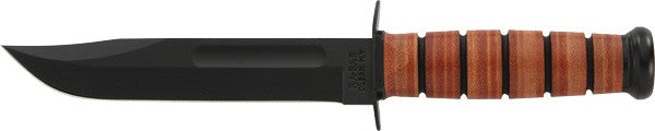 KA-BAR US Navy Fighting/Utility Knife 7" Plain Edge with Leather Handle and Sheath