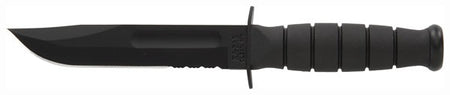 KA-BAR Short Ka-Bar Serrated 5.25" Fixed Blade Knife - Hard Plastic Sheath