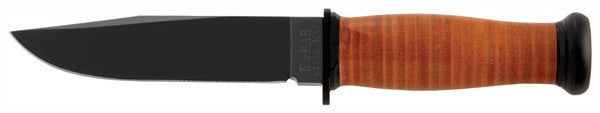 KA-BAR Mark I 5-1/8" Fixed Blade Navy Knife - Leather Handle & Sheath