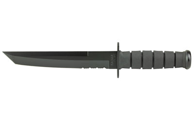 KA-BAR Fixed Blade Tanto Knife, 8" 1095 Cro-Van Blade, Black Kraton Handle with Glass-Filled Nylon Sheath