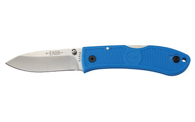 KA-BAR Knives Dozier 4062BL Folding Knife, AUS 8A Stainless, 7.25" Overall Length, Blue Zytel Handle, Plain Edge, Thumb Stud