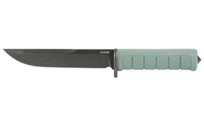 KA-BAR Dust I 6100 Fixed Blade, D2 Steel, Plain Edge, Matte Black Finish, Green GFN Handle, Spike Buttcap, MOLLE Hard Plastic Sheath