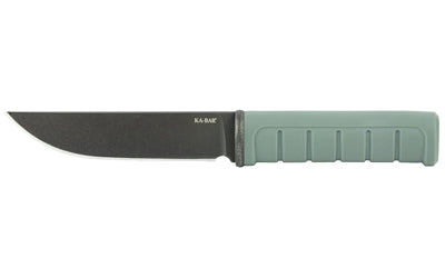 KA-BAR Dust II 6101 Fixed Blade, D2 Steel, Plain Edge, Matte Black Finish, Green GFN Handle, 9.88" Overall Length, Sheath Included