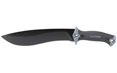 Kershaw 1077 10-Inch Full-Tang Carbon Steel Machete with Sheath, Plain Edge, Black Powdercoat