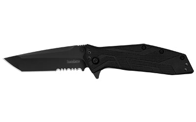 Kershaw Brawler Pocket Knife, Assisted Open, 3" Tanto Combination Edge, Black Glass-Filled Nylon Handle 1990ST