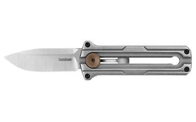 Kershaw Cybernet OTF Pocket Knife, 2.4" D2 Spear Point Blade, Silver Stainless Handle, Deep-Carry Clip 2046