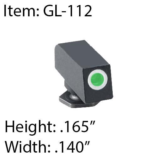 Ameriglo Classic Tritium Front Sight for Glock - Green Vial White Ring 0.165" Height