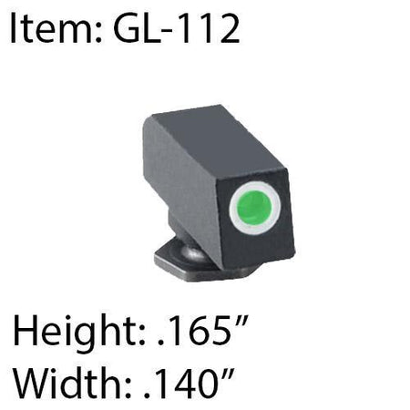 Ameriglo Classic Tritium Front Sight for Glock - Green Vial White Ring 0.165" Height