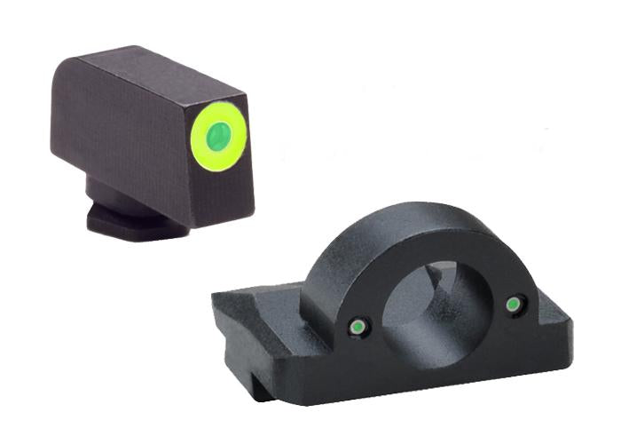 Ameriglo Glock 17/19/26 Ghost Ring Night Sight Set with Green Outline Front