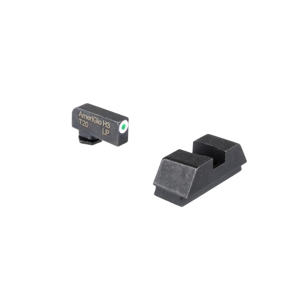 Ameriglo Tritium Co-Witness Backup Sight Set for Glock .295 Rear 1L Tall Green with White .220 Front